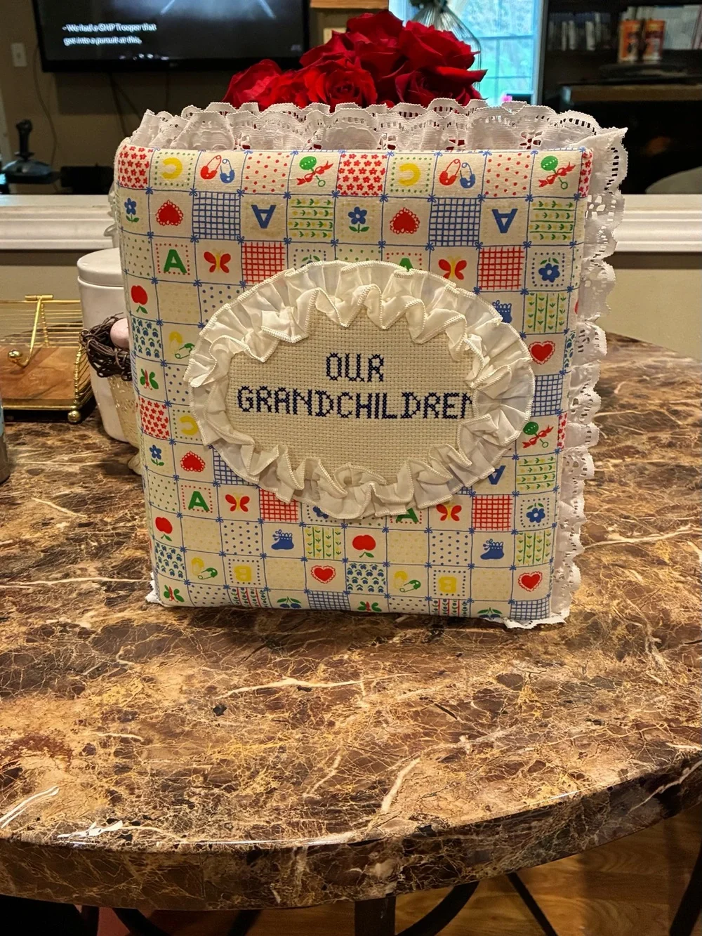 Vintage Handmade 'Our Grandchildren' Keepsake Book Multicolor